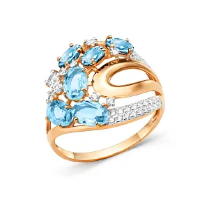 Кольцо из красного золота с топазами