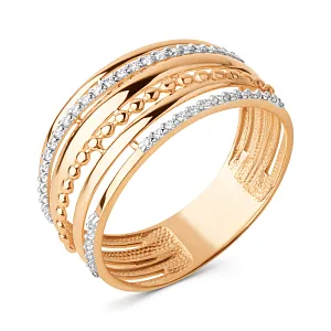 Кольцо из красного золота с фианитами