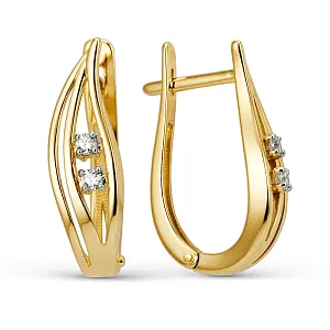 Серьги из желтого золота с фианитами