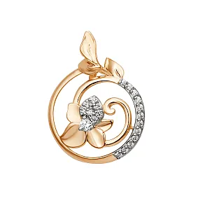 Подвеска из красного золота с фианитами