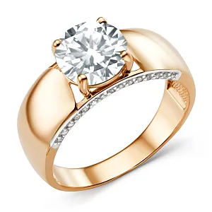 Кольцо из красного золота с фианитами