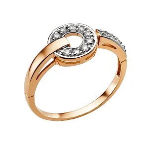 Кольцо из красного золота с фианитами