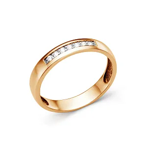 Кольцо из красного золота с фианитами