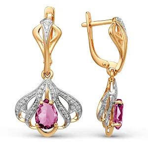 Серьги из красного золота с корундами