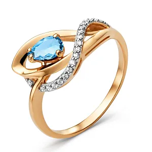 Кольцо из красного золота с swiss топазом