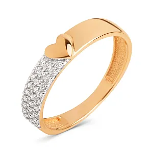 Кольцо из красного золота с фианитами