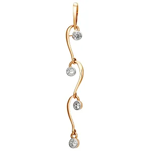 Подвеска из красного золота с фианитами