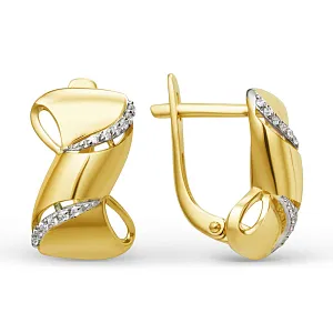 Серьги из желтого золота с фианитами