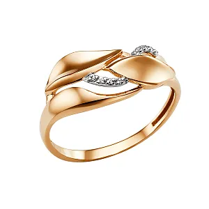 Кольцо из красного золота с фианитами