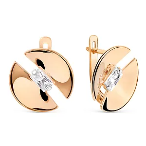 Серьги из красного золота с фианитами