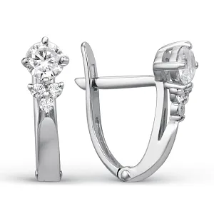 Серьги из белого золота с фианитами