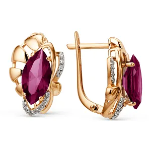 Серьги из красного золота с гранатами