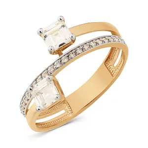 Кольцо из красного золота с фианитами