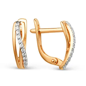 Серьги из красного золота с фианитами