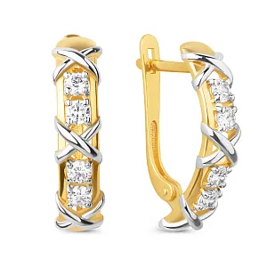 Серьги из желтого золота с фианитами