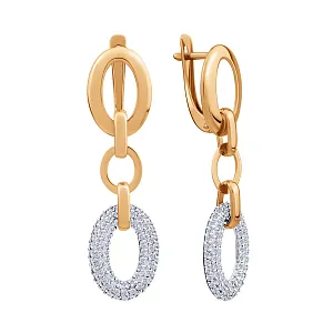 Серьги из красного золота с фианитами