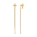 Серьги продевки из красного золота с фианитами