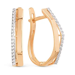 Серьги из красного золота с фианитами