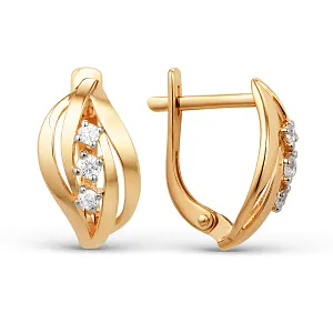 Серьги из красного золота с фианитами