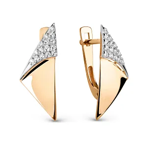 Серьги из красного золота с фианитами