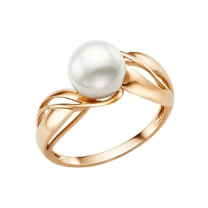 Кольцо из красного золота с жемчугом