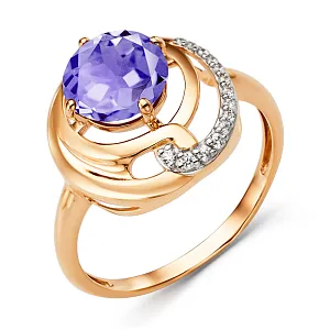 Кольцо из красного золота с аметистом