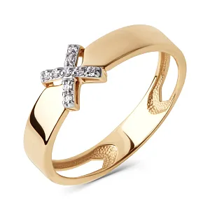 Кольцо из красного золота с фианитами