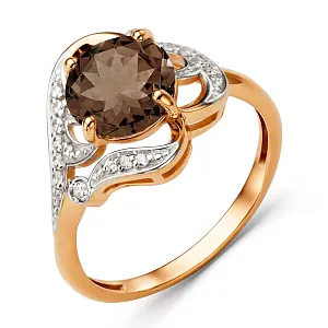 Кольцо из красного золота с раухтопазом