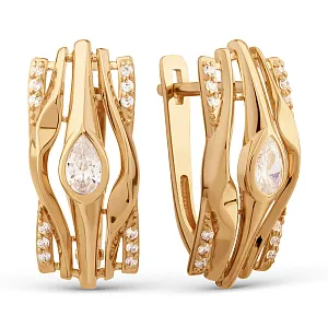 Серьги из красного золота с фианитами