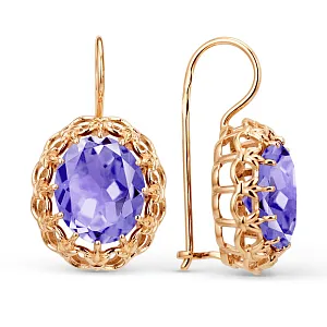 Серьги из красного золота с аметистами