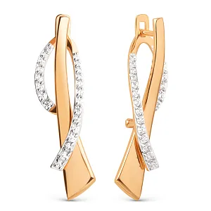 Серьги из красного золота с фианитами