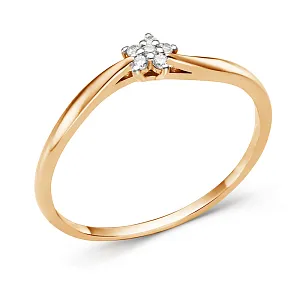 Кольцо из красного золота с фианитами