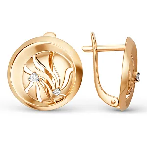 Серьги из красного золота с фианитами