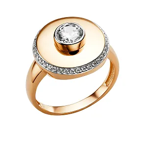 Кольцо из красного золота с фианитами