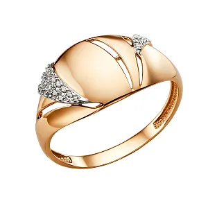 Кольцо из красного золота с фианитами