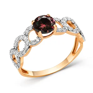 Кольцо из красного золота с гранатом