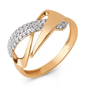 Кольцо из красного золота с фианитами