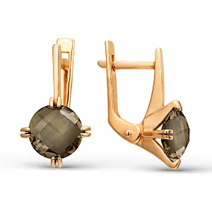 Серьги из красного золота с раухтопазами