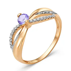 Кольцо из красного золота с аметистом