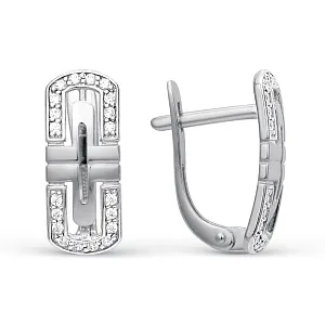 Серьги из белого золота с фианитами