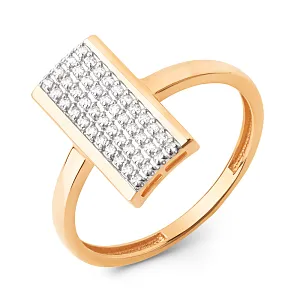 Кольцо из красного золота с фианитами