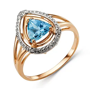 Кольцо из красного золота с swiss топазом