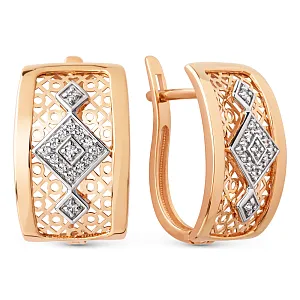 Серьги из красного золота с фианитами