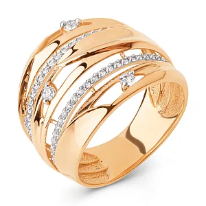 Кольцо из красного золота с фианитами