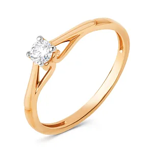 Кольцо из красного золота с фианитом