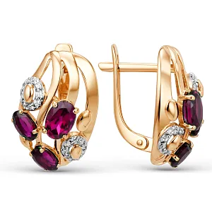 Серьги из красного золота с корундами