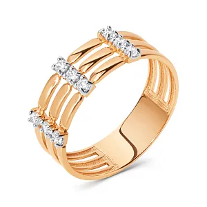 Кольцо из красного золота с фианитами