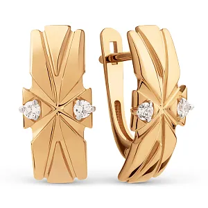 Серьги из красного золота с фианитами