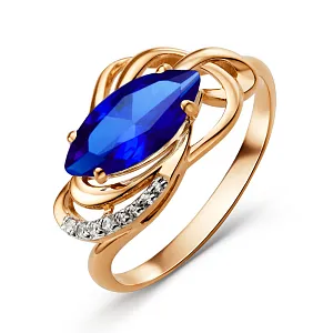 Кольцо из красного золота с корундом