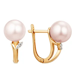 Серьги из красного золота с фианитами